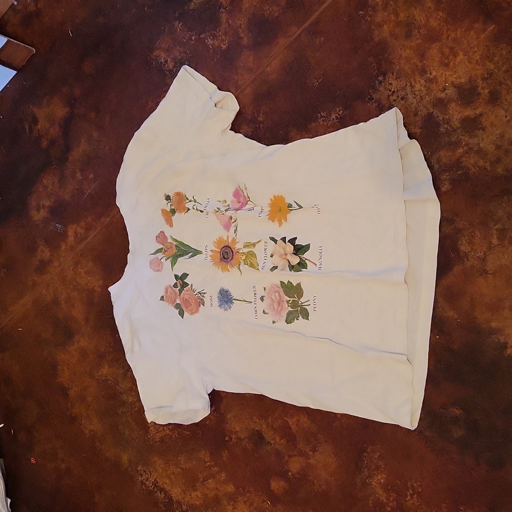 White Flowered Tee Shirt from On Fire